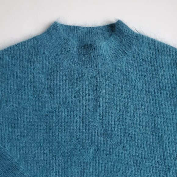 Women's Angora Sweater Cropped Style Torn Fringe Design Casual Dressy Cozy Fuzzy - Picture 7 of 9